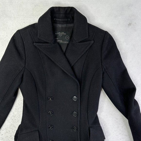 All Saints Obia Coat Size 6 Black Peplum Double Breasted Wool-Blend Gwen RARE - Picture 4 of 13